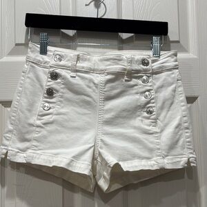 Women's White Button-Detail Shorts